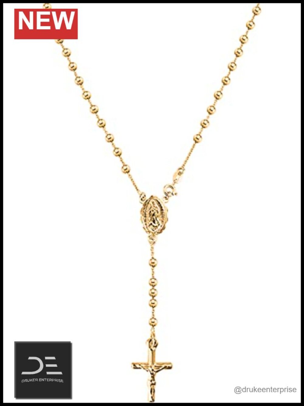 925 Sterling Silver 18K Gold Plated Y Necklace with Cross & Virgin Mary Pendant